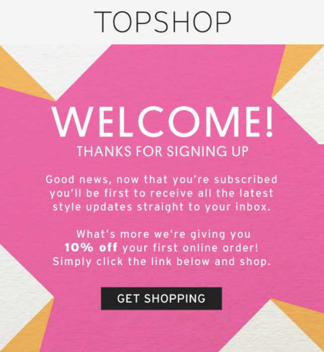 การส่งอีเมลต้อนรับ (Welcome email) แบบ Topshop