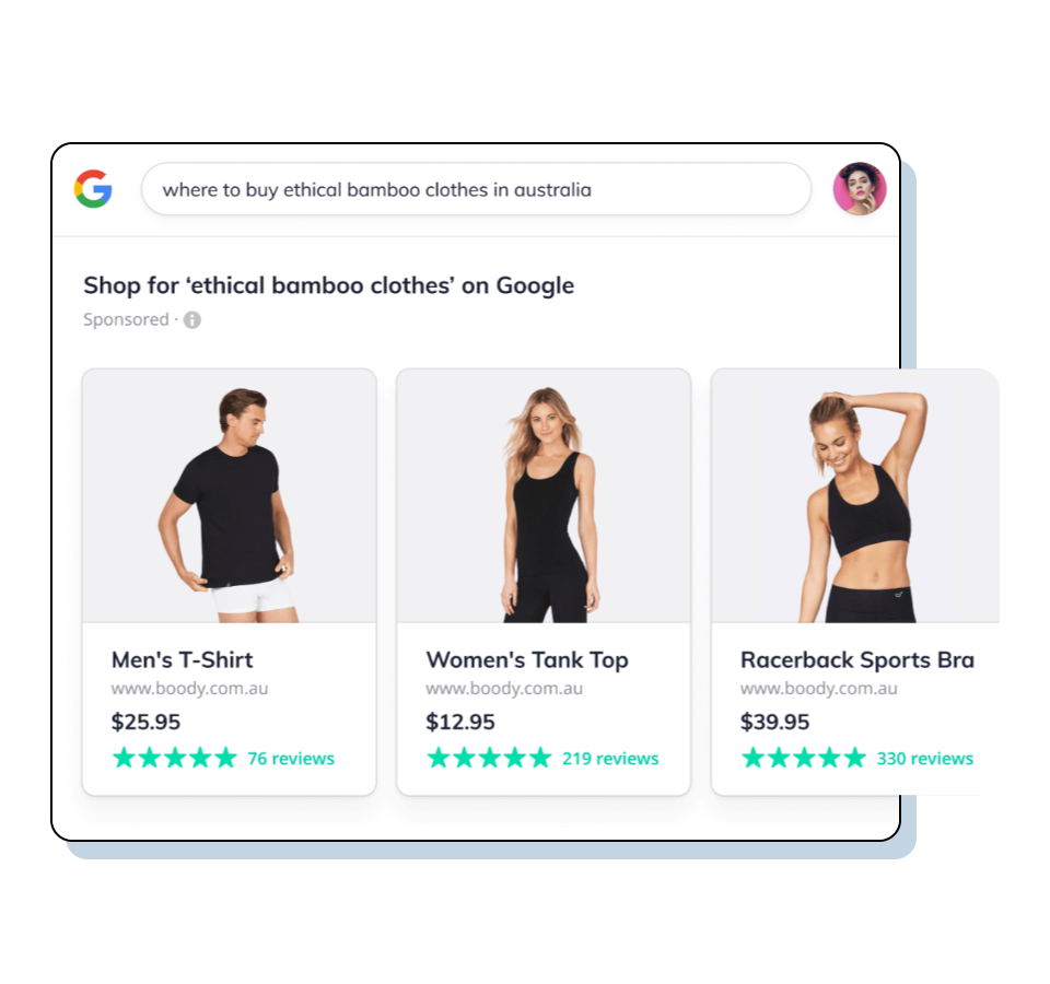 Okendo allows your ecommerce store to integrate with google search, google shopping, facebook, and instagram then you will be able to add customers’ review feed on google.