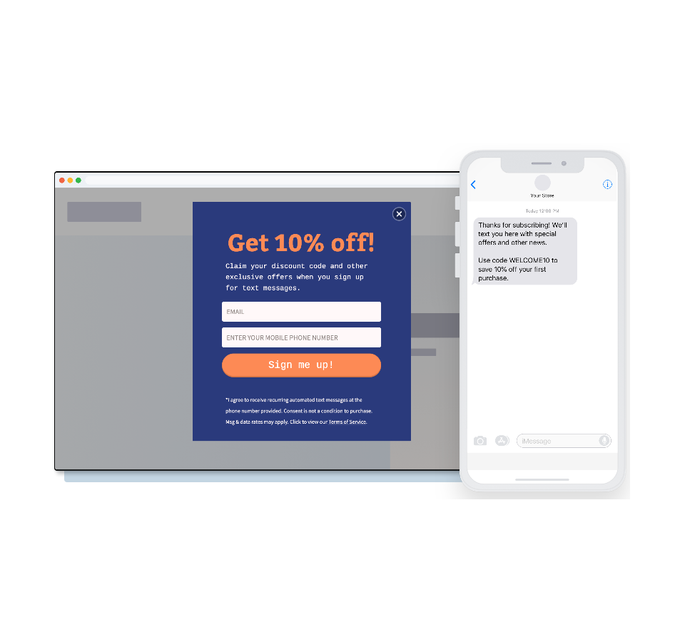 You can set up automated text messages that include a cart link and coupon and automatically sync with your ecommerce store.