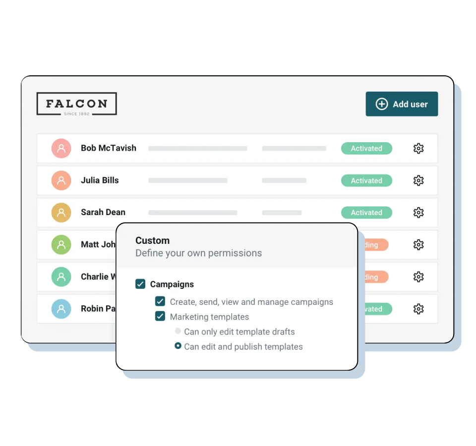 Invite your team members and give them specific roles and permissions to control what they can access and manage on your account.