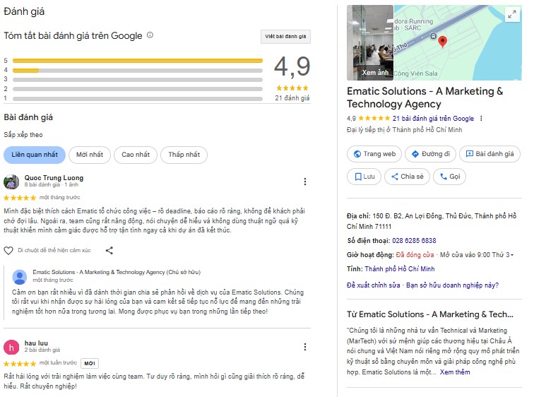 Các đánh giá là tín hiệu uy tín (promience) quan trọng trên Google Maps